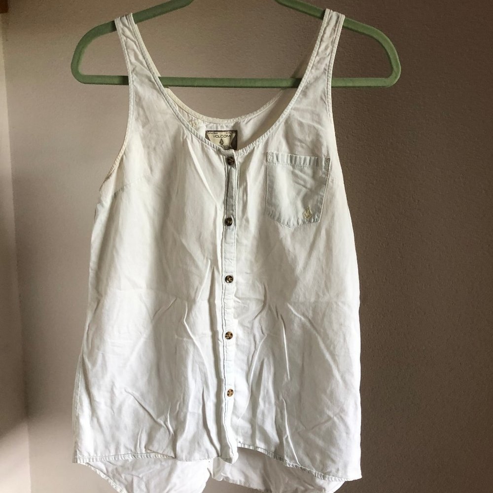 Faint-Blue Volcom Button-down Tank Top